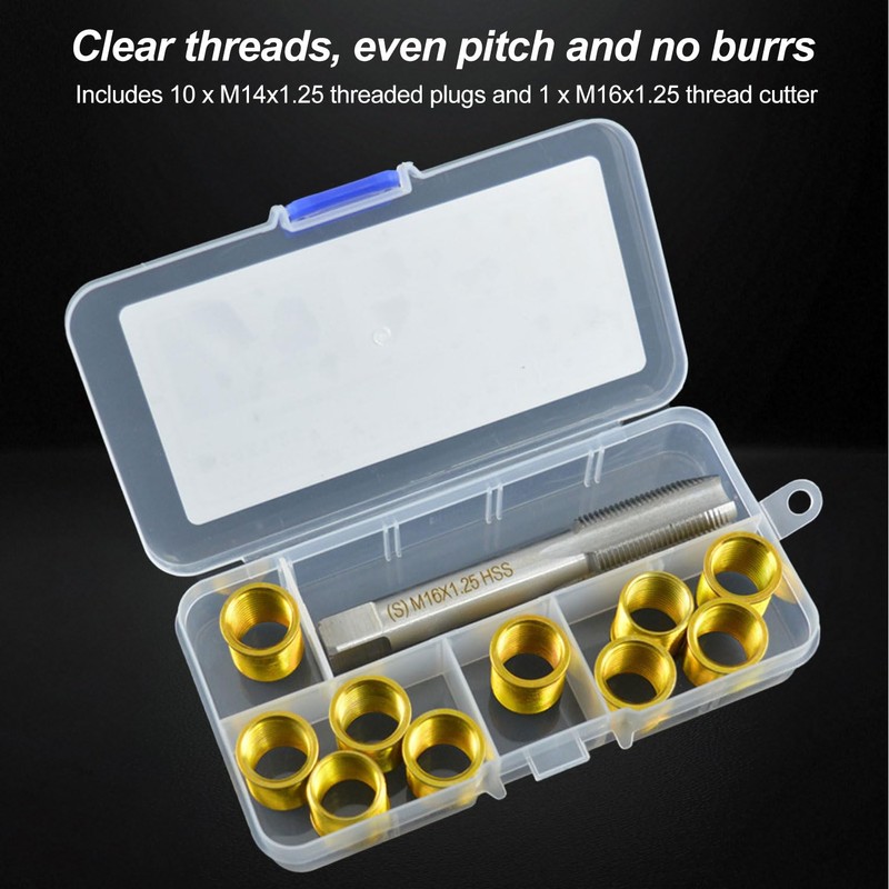 Taipintee 10pcs Spark Plug Thread Hole Repair Tools M14×1.25mm with