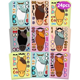 24 Pcs Make Your Own Horse Sticker Sheets for Kids with Horse Face Stickers for Kids Crafts Activities Gift Bag Stuffers for Birthday Party Favors Supplies