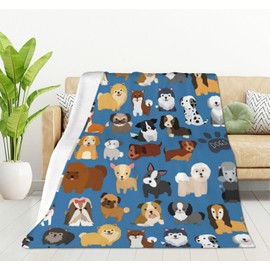 HGOD DESIGNS Dogs Throw Blanket Cute Dog and Puppy Set Soft Blankets and Throws 100x130cm Caring for Women Men