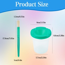 KUAOOAUK 20 Pcs Kids Paint Cups, included 10 Pieces Spill Proof Paint Pots with Lids and 10 Pieces Paint Brushes, Assorted Colored Plastic Paint Sets for Supplies Art School (10 Colors)