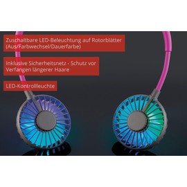UNOLD 86699 NACKENVENTILATOR Breezy Anthrazit mit bequemen Nackenbügel, 3-stufige Geschwindigkeitsregelung, LED-Kontrollleuchte und zuschaltbarer LED-Beleuchtung