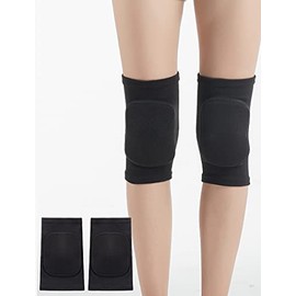 SUJAYU Knee Pads for Women, Dance Knee Pads Wrestling Knee Pads Basketball Knee Pads Volleyball Knee Pads for Women, Knee Protector Soft Knee Pads for Work (Black, L)