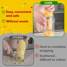 Newness Corn Peeler & Stripper for Corn on the Cob, Safe Blade Hidden Inside, Oversized No-Mess Cup, Serrated Blade for Easy Kernel Removal – Prep Corn in Seconds