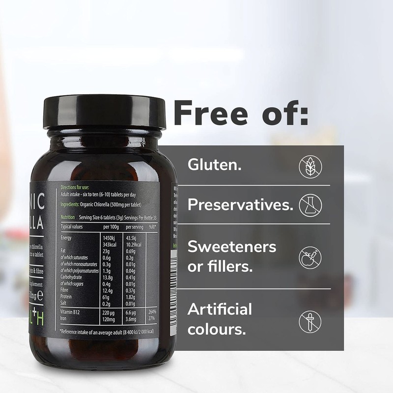 KIKI Health Organic Chlorella Tablets - 200 x 500mg Tablets