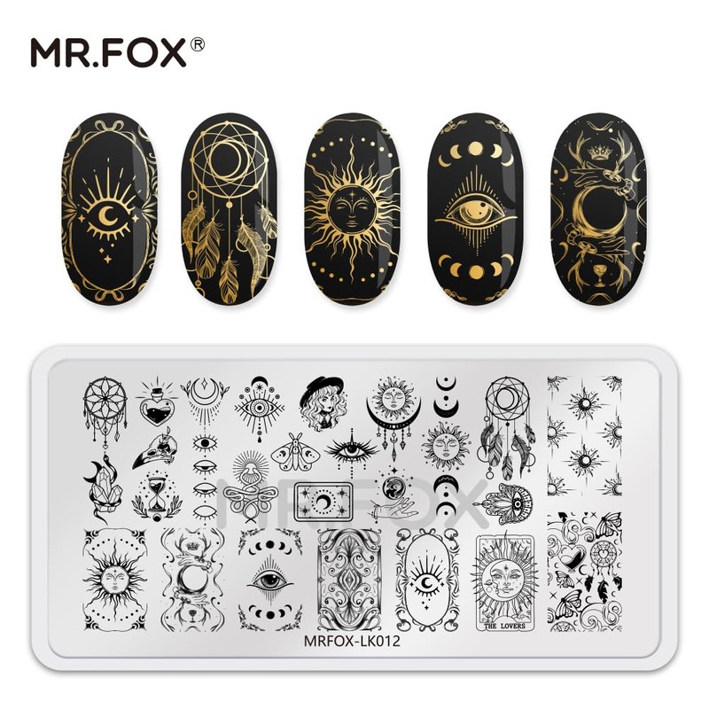 5 Pcs Nail Plates Stamping Set Starry Star Moon Esoteric