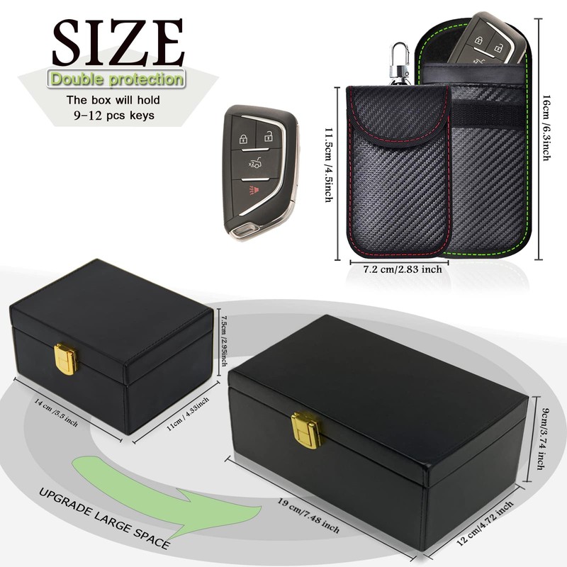 Todoxi Faraday Box & 2 Pack Faraday Pouch for Car