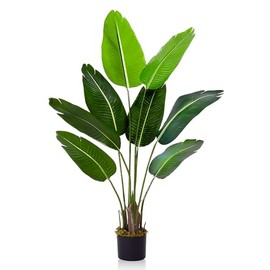 ilitphke Artificial Tree Bird of Paradise Artificial Plant, 4 Ft Faux Tropical Plant Palm Tree with Leaves Trunks Faux Banana Leaf Tree for Home Decor Living Room Indoor Outdoor Office