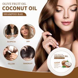 2-Pack Coconut Oil Shampoo Bar with Foaming Net – Sulfate-Free Solid Shampoo with Olive Oil & Cocoa Butter, Eco-Friendly | Moisturizing Hair Care for Dry, Damaged, Oily Hair, Men & Women