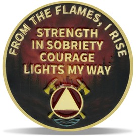 2 Year Out of The Flames Sobriety Coin – Journey into Serenity NA Medallion – Spiritual Token for Recovery & Clean Time – Empowering NA AA Chips – Gift for Men & Women