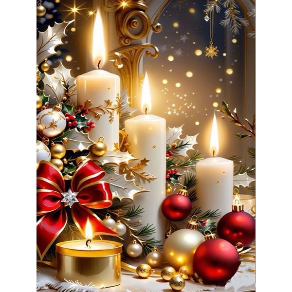 Christmas Stamped Cross Stitch Kits - Christmas Candles Counted Cross