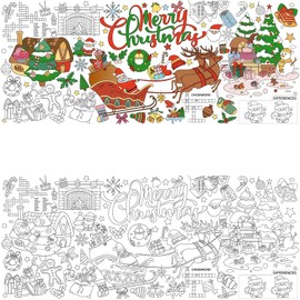 GWAWG Colouring Christmas Table Cloths for Kids, Colour Your Own Paper Tablecloth, Christmas Crafts Activities, Festive Party Decorations, Family 72 x 31 Inch