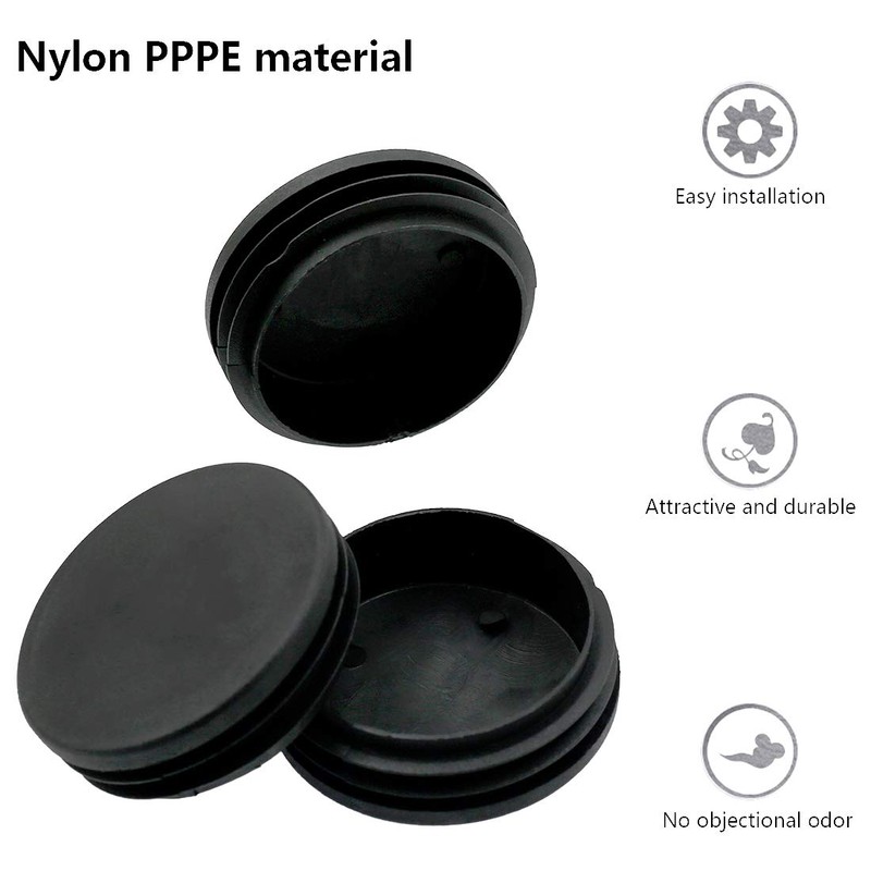 Qjaiune 76mm/3 inch Round Plastic Plugs Black, Pipe Tubing End