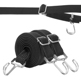 Nlvnmv 2 Pcs Heavy Duty Adjustable Bungee Cords with Hooks, 2 M/80 Anti-Slip Elastic Rubber Straps for Luggage, Roof Racks, Tarps, Cargo, Camping, and Outdoor Use (Black)