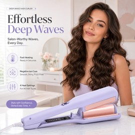 32mm Hair Waver Curling Iron for Beach Waves – Fast-Heating Deep Crimper Tool with Adjustable Heat