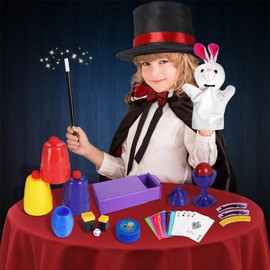 DINORUN Magic Tricks-Kids Magic Set with Magic Hat & Magic Wand & Instruction for Kids, Toys for 6 7 8 9 10 11 12 Year Old Boys Girls Gifts, 75+ Tricks