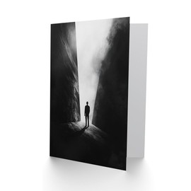 Artery8 Greeting Card Follow Light Silhouette Door Sci Fi Conceptual Blank For Him Or Her Art Birthday Card