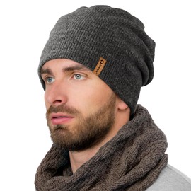 Knit Beanie for Men, Stretchy Soft Warm Daily Cuffed Winter Hats, Unisex Comfortable Wooly Beanie Gifts for Men