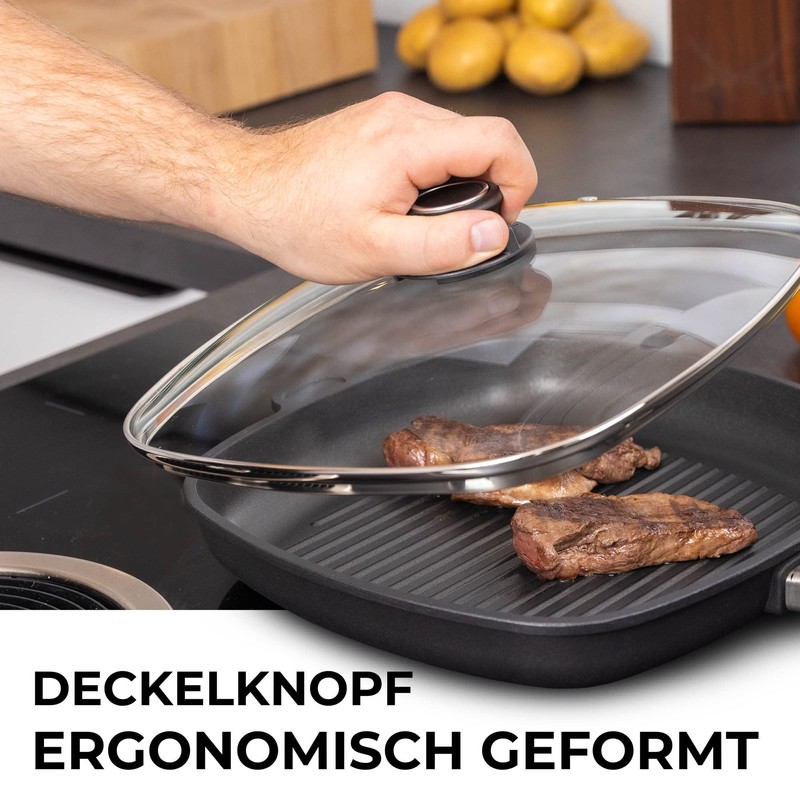 MaxxGoods Safety Glass Lid with Stainless Steel Ring and Lid