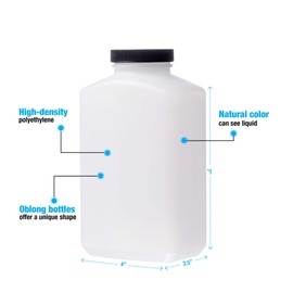 Consolidated Plastic Oblong Jug with Cap, HDPE, 32oz, 12 Piece