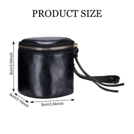 Leather coin purse, square, small wallet with zip, key pocket, coin purse, small vintage coin bag for coins, lipstick, credit cards, ID cards, receipts, brown, Zip Wallet
