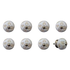 Set of 8, KNOB-IT Hand-Painted 1 to 1-1/2 inch Dia. Ceramic Door Knobs, Easy Installation for Doors, Drawers and Cabinets