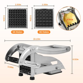 Ununpentium French Fry Cutter With 2 Blades,Commercial Grade French Fry Cutter,Stainless Steel Vegetable and Potato Slicer,Heavy Duty Potato Slicer,Non-Slip Suction Base,Perfectly Cut Potatoes