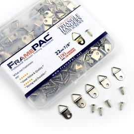 FramePac 100 Pack Picture Hangers with Screws, Small Triangle Ring, D Rings for Clock, Decoration, Mirror, Paintings, Artwork Picture Frame