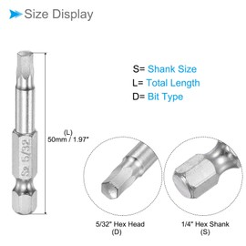 CoCud Hex Head Wrench Bit, 5/32" Hex Head 1/4" Hex Shank 2" Long, S2 Alloy Steel Screwdriver Bit - (Applications: for Electric Drill), 3-Pieces