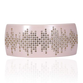 Ivory Black Rectangle Block Geometric Austrian Rhinestone Crystal Hair Clip Barrette Ponytail Claw Clamp Hair Jewelry Headpiece C7762 (Ivory/Pale Pink)