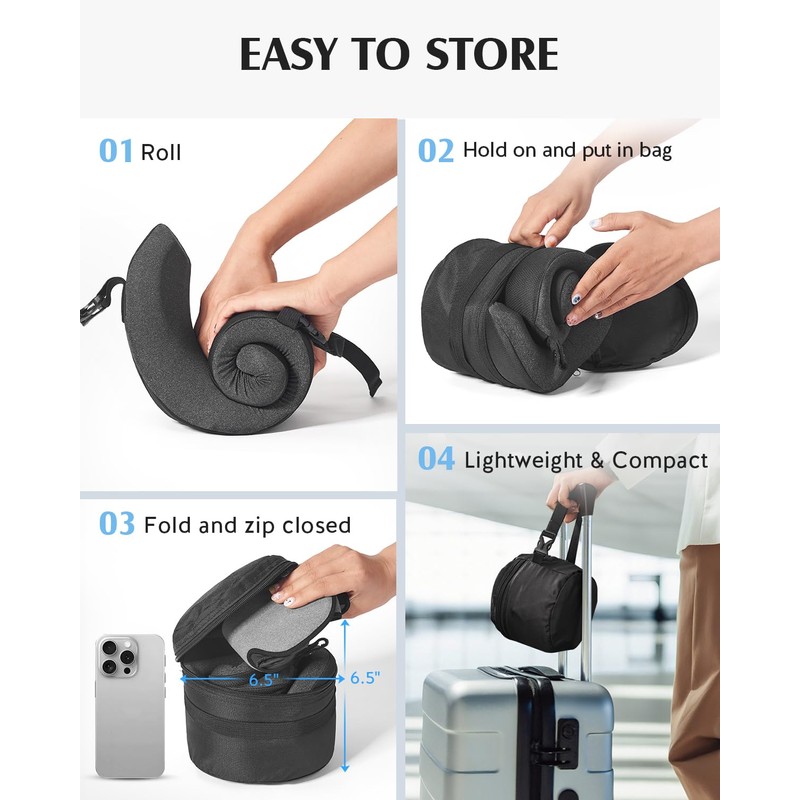 YFONG Travel Pillow for Long Flight Airplanes, Head Strap Combo