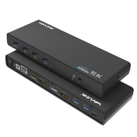 WAVLINK USB C/USB 3.0 Universal Docking Station Single 5K Dual 4K Display, 2xHDMI, 2xDisplayport, 6xUSB3.0, USB-C, Gigabit Ethernet, Audio&Mic, USB C Dock for Windows or Mac OS, No Power Charging