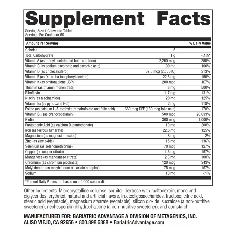 Bariatric Advantage Chewable High ADEK with Iron - for Bariatric