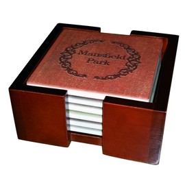 Jane Austen Books Coaster Set - Sandstone Tile with Cork Back - 6 Piece Set