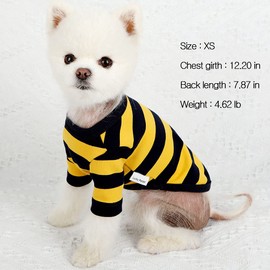 Lucky Petter Dog Cotton Shirts for Small and Large Dogs Rugby Striped T-Shirts Soft Breathable Dog Shirt pet Clothes (Small, Yellow/Navy)