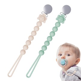 EIH1 Pack of 2 2-in-1 Dummy Holders and Teething Ring Toy in One Piece Design for Baby Girls and Boys BPA Free