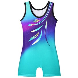 Nutyomi Girls Gymnastics Leotards with Shorts Toddlers Unitard Biketards Sparkly Rhinestone Diamante Cute Kids Tumbling Dance Outfit 7-8Years