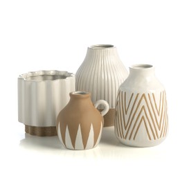 Shiraleah White Decorative Loma Vase with Terrecotta Base