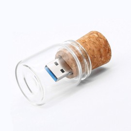 UFARID Drifting Bottle USB 3.0 Flash Drive Memory Stick Transparent USB Stick with Wooden Box Promotional Gifts for Computers, Car Audio etc. (32GB)