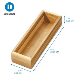 InterDesign iDesign Acacia Wood Kitchen and Pantry Drawer Organizer Bin– Natural