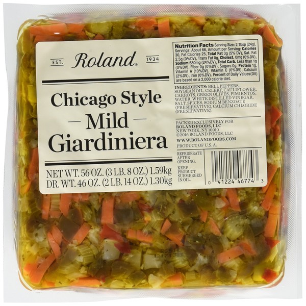 Roland Foods Chicago Style Mild Giardiniera, 56 Ounce