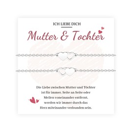MANVEN Pack of 2/3 Mother Daughter Friendship Gift Heart Bracelet Made of 316L Stainless Steel for Best Friend Girls Ladies Mother's Day Birthday Christmas Back to School, 16-20 cm, No gemstone
