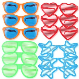 Liberty Imports JUMBO Sunglasses Novelty Plastic Photo Booth Glasses Fun Shutter Shades for Costumes Cosplay Props Party Supplies Variety (Pack of 12)