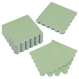 Piriuuo 100 Stück Cocktail Servietten, 2 Lagig Einweg Servietten 12 x 12 cm Salbeigrün Gewellt Klein ServiettenGefaltet Tischdeko Cocktailservietten für Abendessen, Hochzeit, Babyparty, Geburtstag