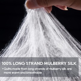 Luxury Silk Comforter/Duvet/Quilt California King(104"x96", 8.4lbs/3.8kg), Filled with Long Strand Mulberry Silk-Warm and Lightweight for All Seasons, 100% Long Staple Cotton Cover 400TC-White