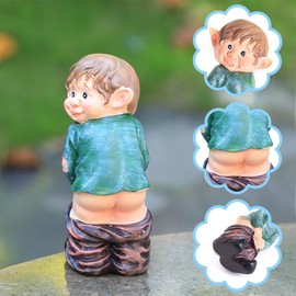 Rolin Roly Bare Buttocks Garden Gnome Statue Naughty Gnomes Ornaments Funny Waterproof Resin Dwarf Craft for Indoor or Outdoor Lawn Decorations (1PCS)