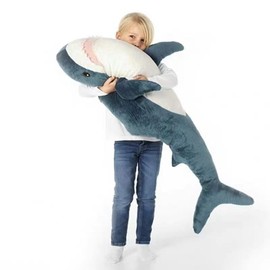 JULAN Giant Shark Plush Toy, 80-100 cm Soft Plush Shark Toy, Stuffed Toy Cushion Shark Stuffed Animal Decorative Cushion for Children's Room Decoration, Bed Time Gift (99 cm)