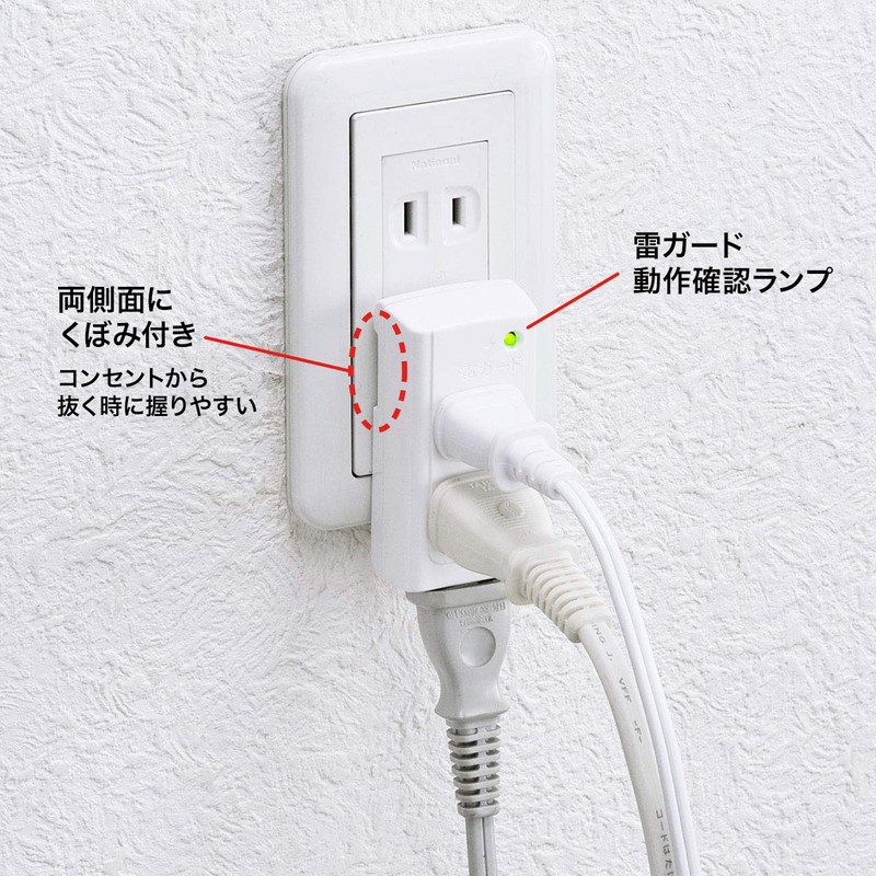 Sanwa Supply TAP-SP222 Lightning Guard Taps, 3 Counts, White, 2