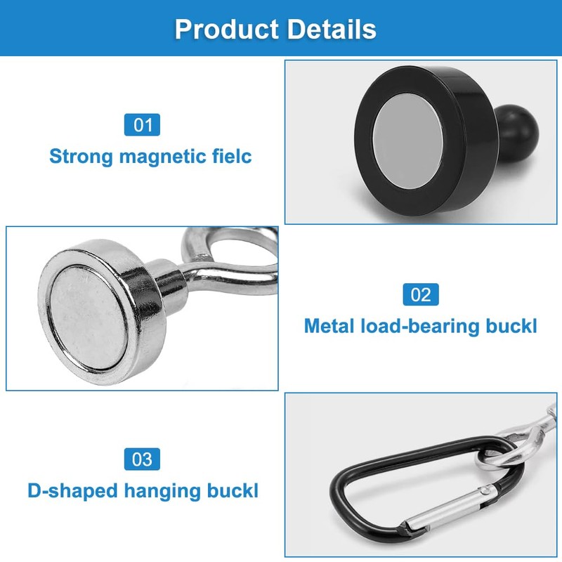 Vylro Pack of 4 Magnetic Hooks with Counterpart, Punch-Free Magnetic