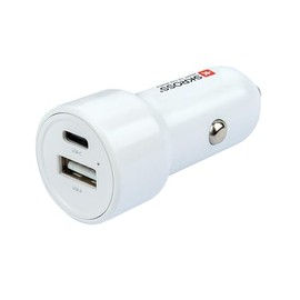 SKROSS - Chargeur Allume Cigare Voiture - 2 Ports USB-A and USB-C - Charge Rapide 65W - Câble USB-C 160 cm Inclus