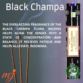 Original Satya Nag Champa Black Champa Incense Sticks | with M&J incense sticks holder | Full Box | for Aromatherapy, Spa, Yoga, Weddings, Meditation, Healing, Positivity and Relaxation